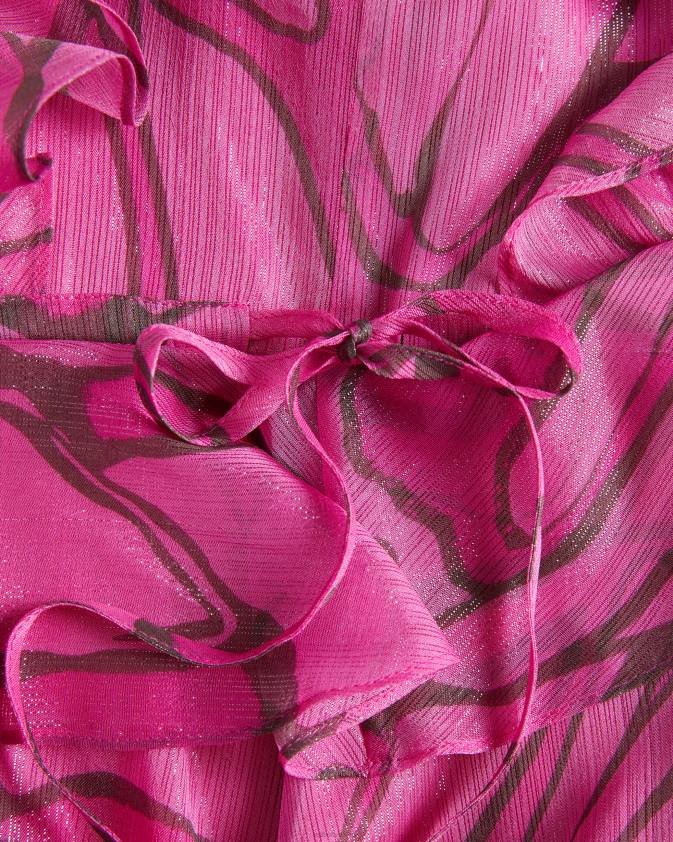 apģērbs Ted Baker victoir volānveida abstract print pinafore kleita spilgti rozā sievietes 26TV62