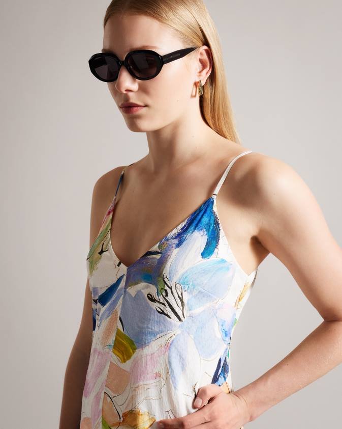 apģērbs Ted Baker ashhliy strappy v maksikleita ar kakla izgriezumu balts sievietes 26TV412