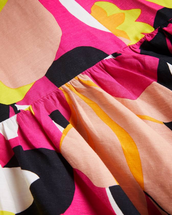 apģērbs Ted Baker ikella abstract print kroku halter maxi kleita spilgti rozā sievietes 26TV350