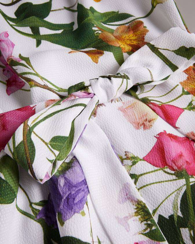 apģērbs Ted Baker marggoh blouson piedurknēm puķaina maxi kleita balts sievietes 26TV211