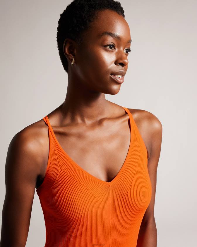 apģērbs Ted Baker marrlyy rib adīta maxi kleita spilgti oranža sievietes 26TV255