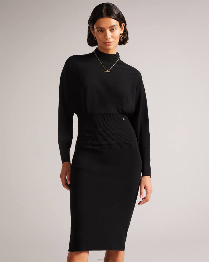apģērbs Ted Baker Alice Cocoon midi kleita melns sievietes 26TV283