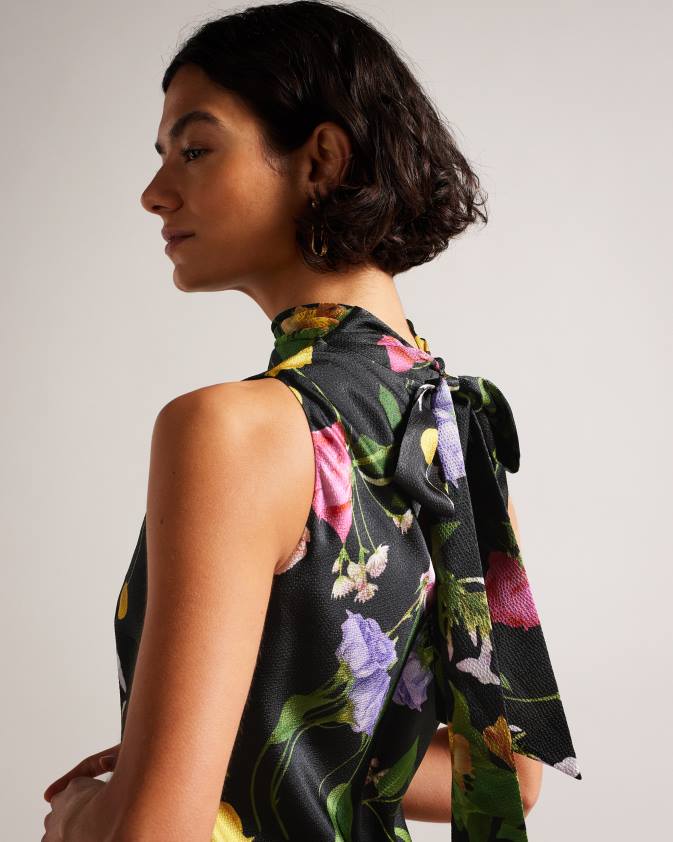 apģērbs Ted Baker addilin cowl kakla midi slip kleita melns sievietes 26TV177