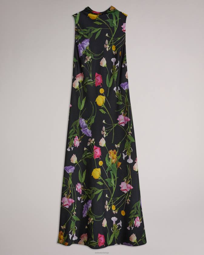 apģērbs Ted Baker addilin cowl kakla midi slip kleita melns sievietes 26TV177