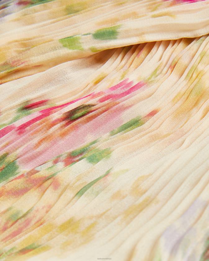 apģērbs Ted Baker amerah krusta priekšā kroku midi kleita iedegums sievietes 26TV25