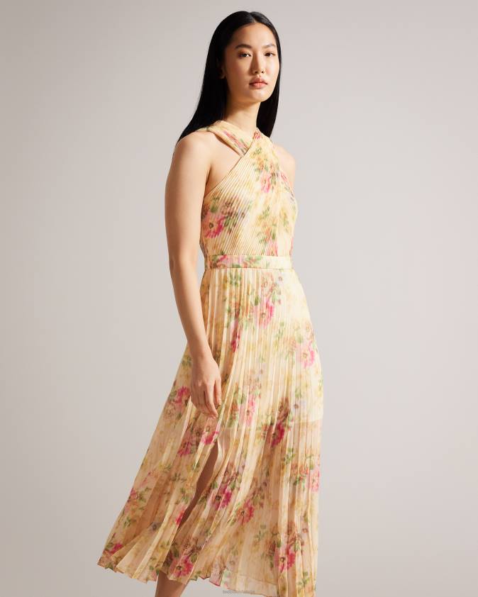 apģērbs Ted Baker amerah krusta priekšā kroku midi kleita iedegums sievietes 26TV25