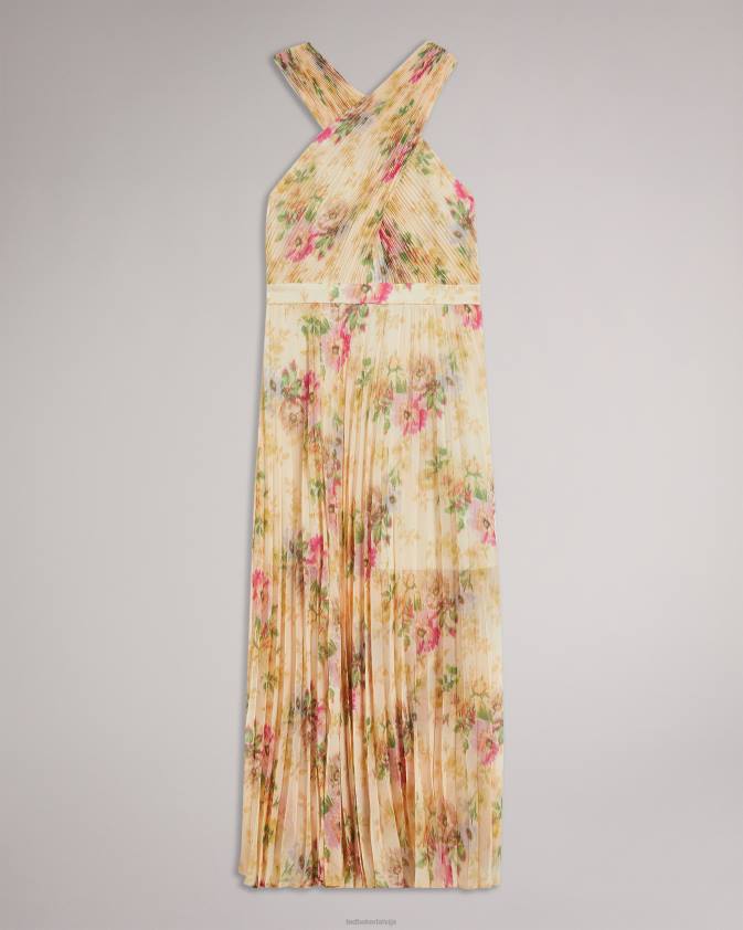 apģērbs Ted Baker amerah krusta priekšā kroku midi kleita iedegums sievietes 26TV25