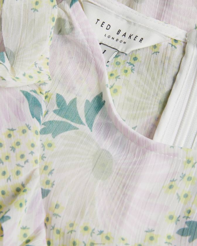 apģērbs Ted Baker calinia bezpiedurkņu ūdenskrituma volānu midi kleita ceriņi sievietes 26TV30