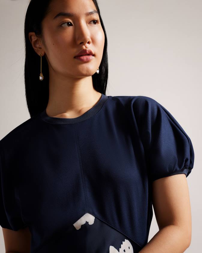 apģērbs Ted Baker daysiah ponte top kleita ar midi svārkiem tumša flote sievietes 26TV202