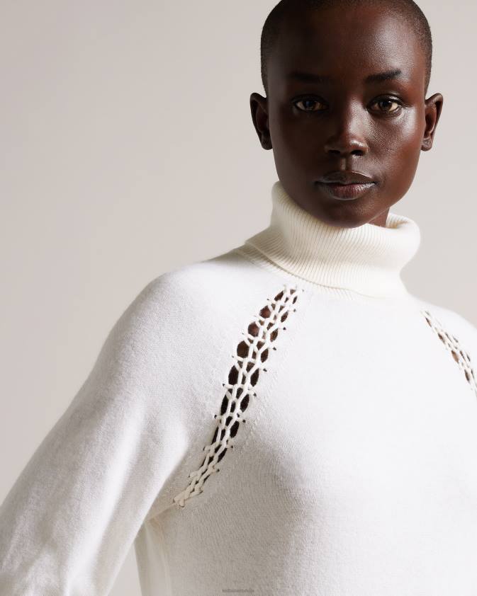 apģērbs Ted Baker malorri knit midi kleita ar dūrienu ieliktni balts sievietes 26TV96