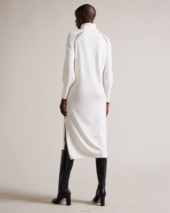 apģērbs Ted Baker malorri knit midi kleita ar dūrienu ieliktni balts sievietes 26TV96