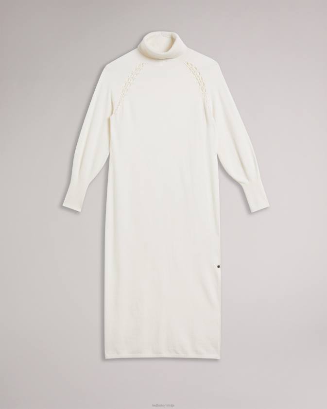apģērbs Ted Baker malorri knit midi kleita ar dūrienu ieliktni balts sievietes 26TV96