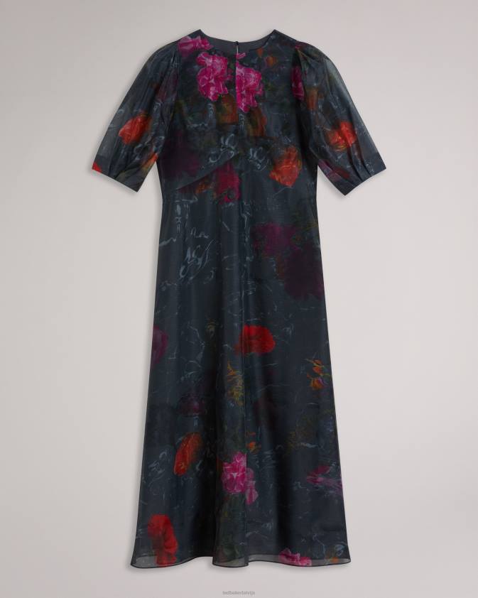 apģērbs Ted Baker mekayla empire līnijas midi kleita ar uzpūstām piedurknēm melns sievietes 26TV64