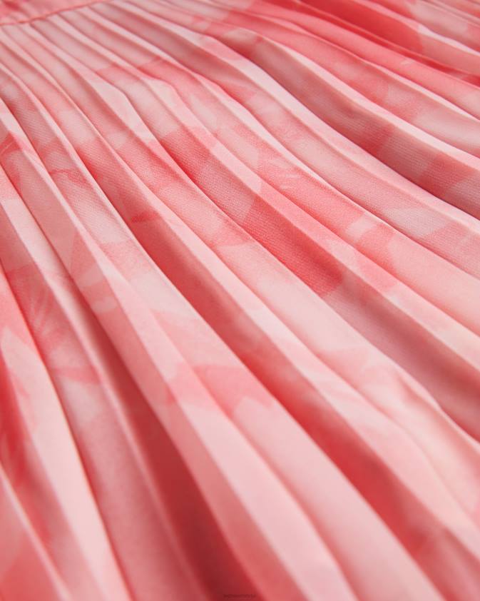 apģērbs Ted Baker mirelia krusta priekšā kroku midi kleita koraļļi sievietes 26TV19