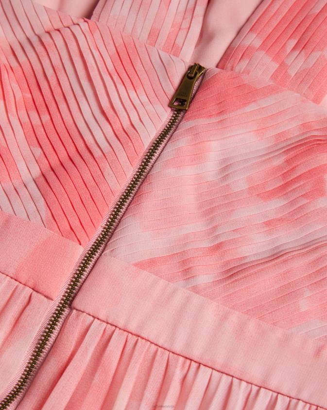 apģērbs Ted Baker mirelia krusta priekšā kroku midi kleita koraļļi sievietes 26TV19