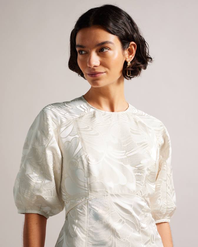 apģērbs Ted Baker alannah puff piedurknēm žakarda mini kleita dabisks sievietes 26TV229