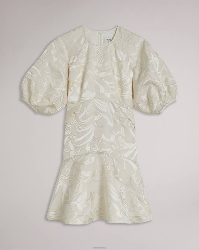 apģērbs Ted Baker alannah puff piedurknēm žakarda mini kleita dabisks sievietes 26TV229