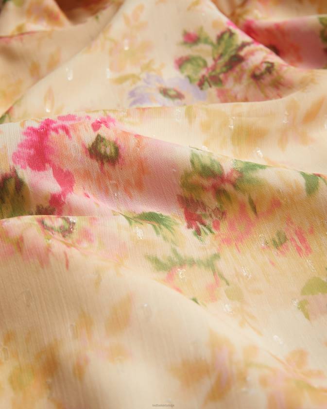 apģērbs Ted Baker ammiah frilled floral v kakla mini kleita iedegums sievietes 26TV22