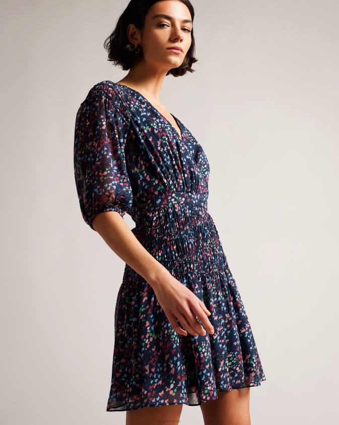 apģērbs Ted Baker casadee smock panel wrap mini kleita tumša flote sievietes 26TV261