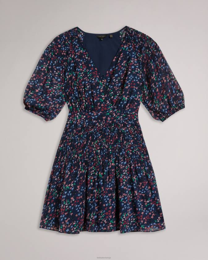 apģērbs Ted Baker casadee smock panel wrap mini kleita tumša flote sievietes 26TV261