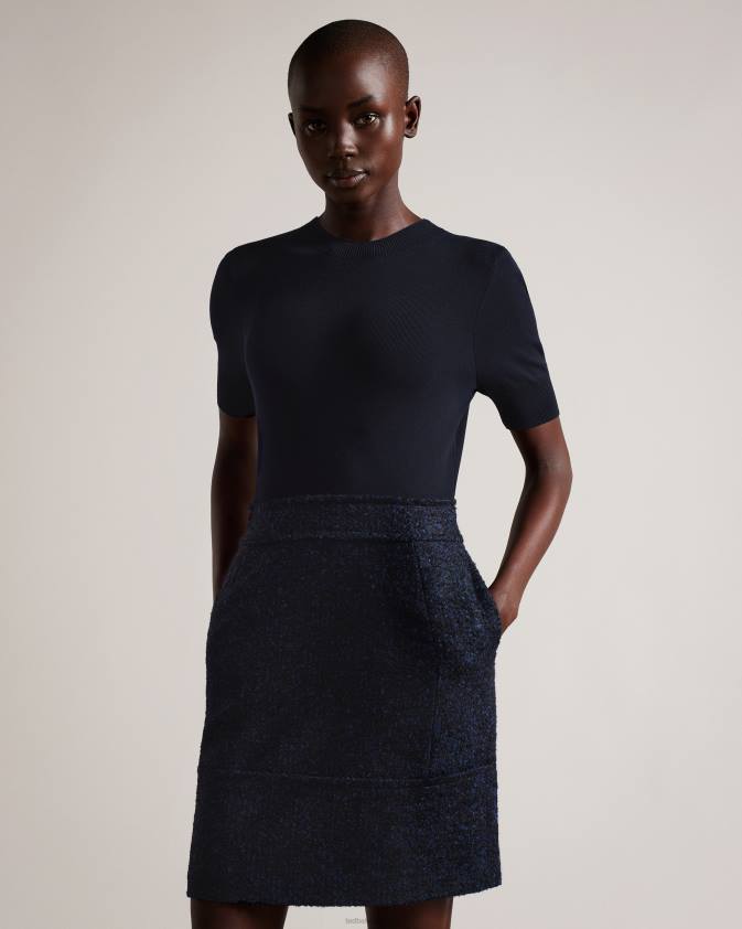 apģērbs Ted Baker skyie pieguloša trikotāžas minikleita ar ņieburu tumši zils sievietes 26TV81