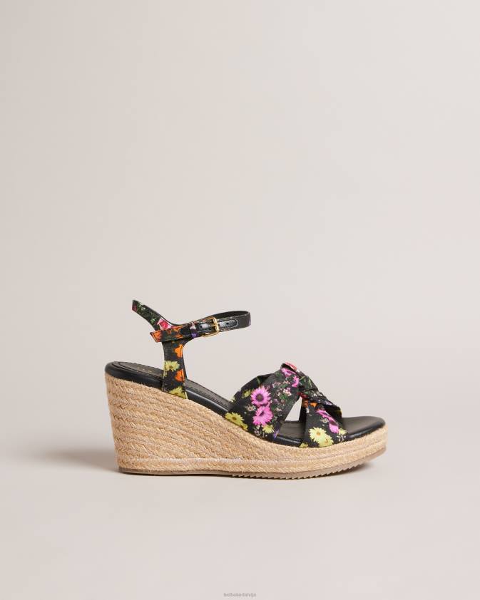 kurpes Ted Baker cardima ziedu mīksto mezglu ķīļi melns sievietes 26TV858