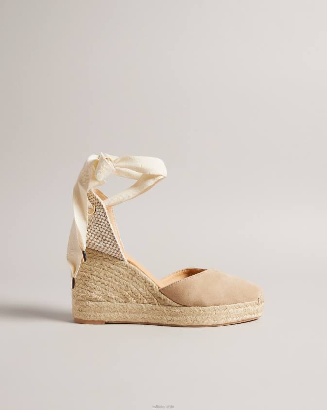 kurpes Ted Baker puritas zamšādas lentes kaklasaites ķīļi taupe sievietes 26TV928