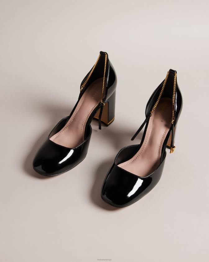 kurpes Ted Baker keliy strappy ķēdes patentēti papēži melns sievietes 26TV882