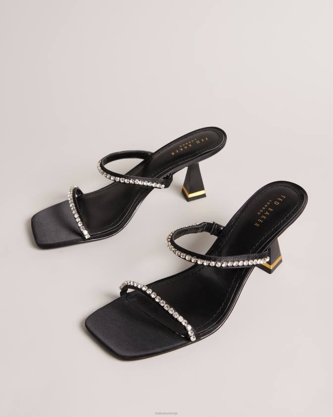 kurpes Ted Baker rinita diamante satin kitten papēža sandales melns sievietes 26TV848