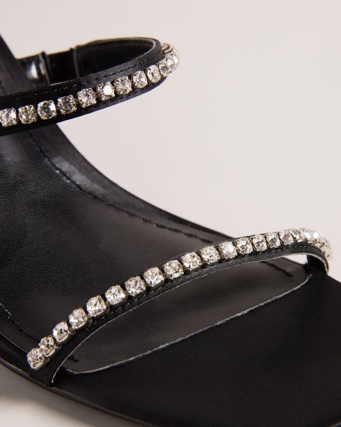 kurpes Ted Baker rinita diamante satin kitten papēža sandales melns sievietes 26TV848