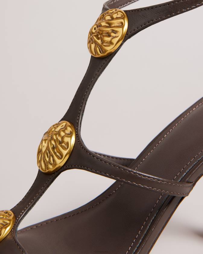 kurpes Ted Baker tayalin tekstūras monētu papēžu sandales brūns sievietes 26TV904