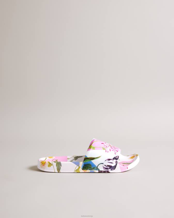 kurpes Ted Baker azzyla ziedu satīna slīdņi balts sievietes 26TV868