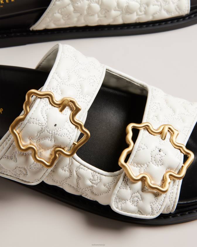 kurpes Ted Baker rinnely stepētas magnolijas sprādzes sandales balts sievietes 26TV867