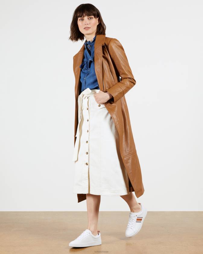 kurpes Ted Baker baily ādas metāla detaļu siksnu trenažieri balts-navy sievietes 26TV915