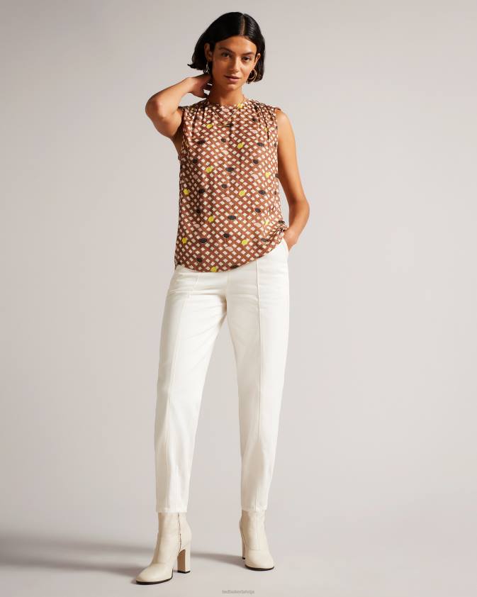 kurpes Ted Baker marshah elastīgi ādas zābaki ekru sievietes 26TV929