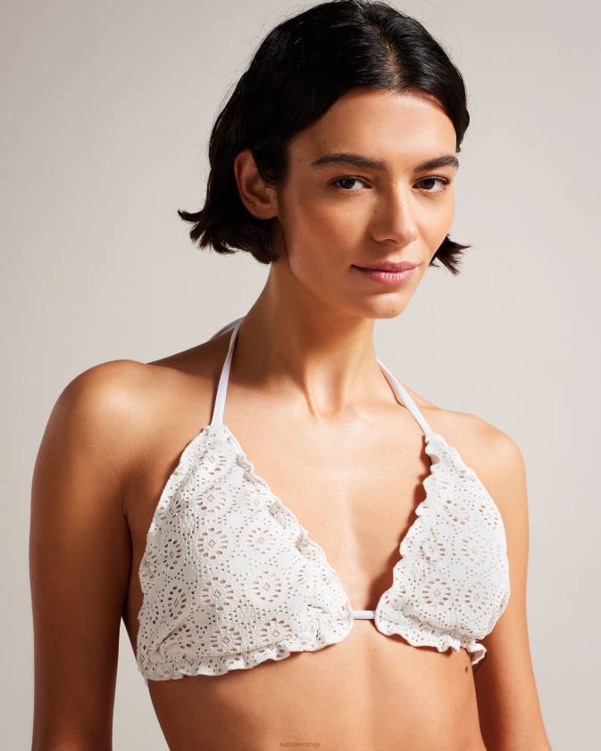 apģērbs Ted Baker Lileth Frill detaļu trīsstūra bikini tops balts sievietes 26TV405