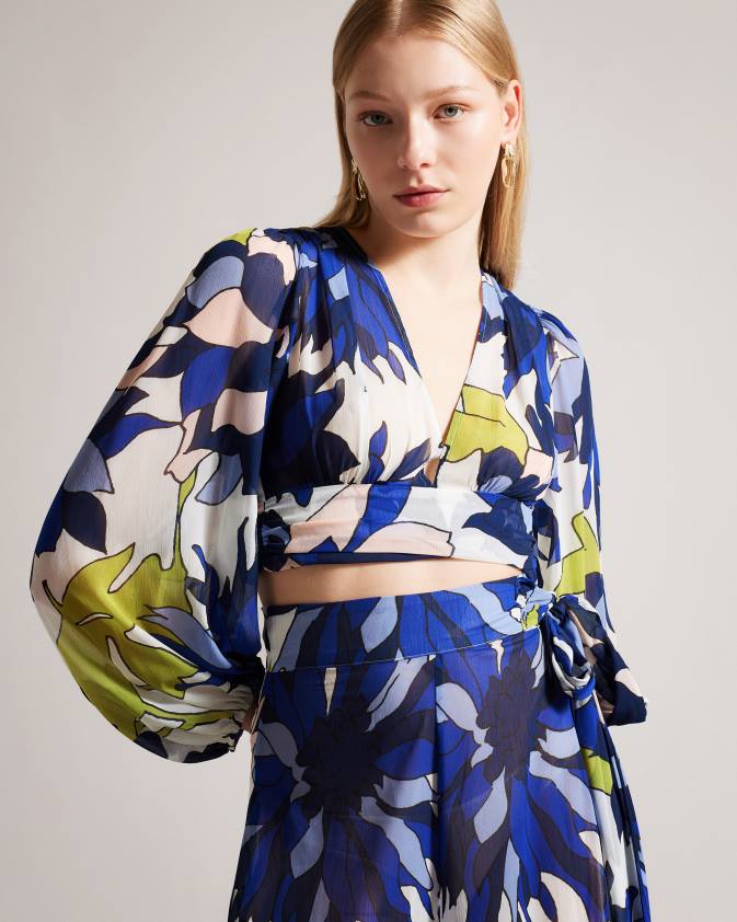 apģērbs Ted Baker chrysan floral plunge kakla pludmales tops dabisks sievietes 26TV442