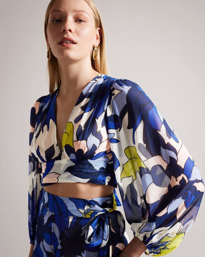 apģērbs Ted Baker chrysan floral plunge kakla pludmales tops dabisks sievietes 26TV442