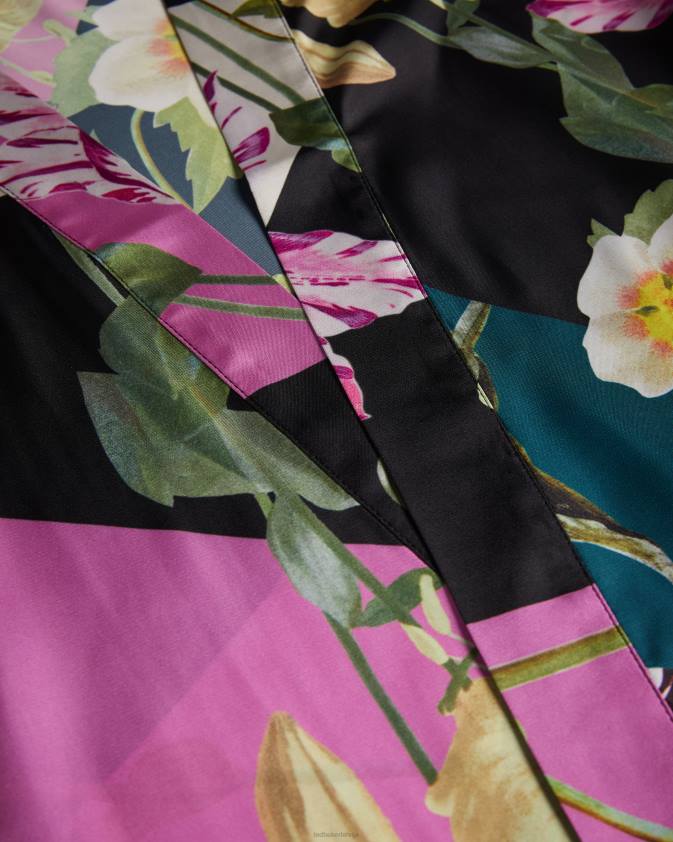 apģērbs Ted Baker wenddi botāniskā apdruka kimono melns sievietes 26TV986