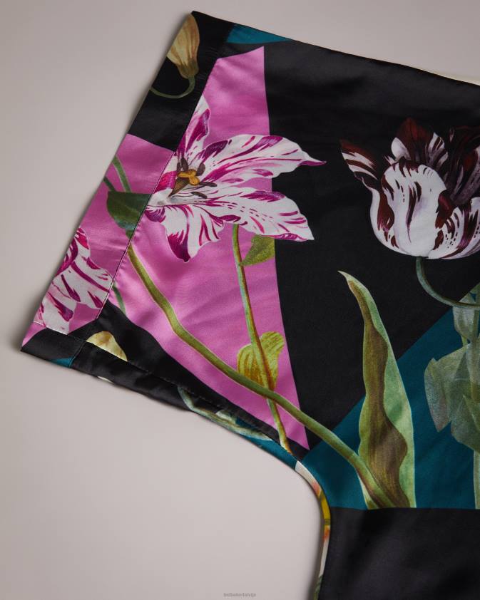 apģērbs Ted Baker wenddi botāniskā apdruka kimono melns sievietes 26TV986