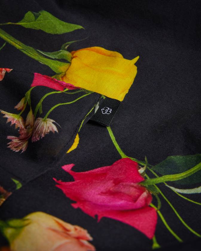 apģērbs Ted Baker wendyyy ziedu apdruka pludmales sarongs melns sievietes 26TV333