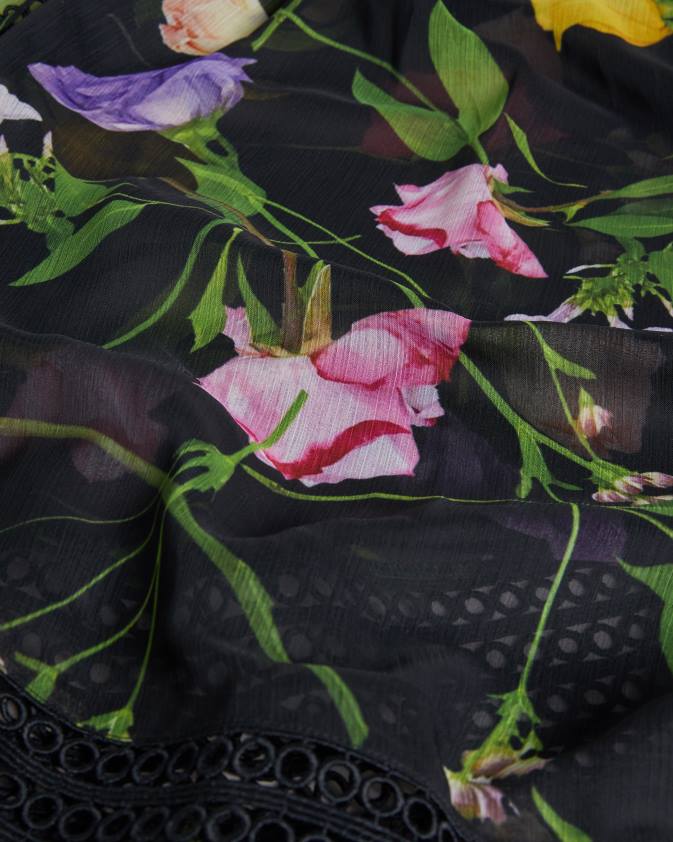 apģērbs Ted Baker zennie piesegt ar mežģīņu detaļām melns sievietes 26TV272