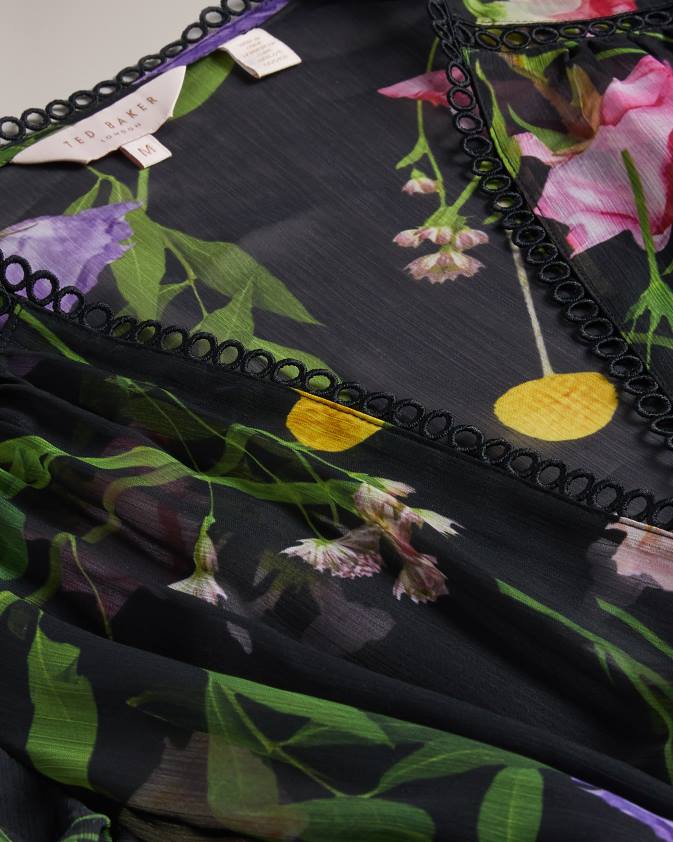 apģērbs Ted Baker zennie piesegt ar mežģīņu detaļām melns sievietes 26TV272