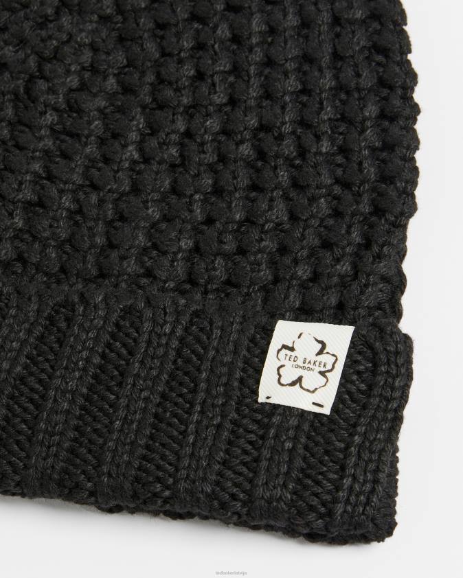 Piederumi Ted Baker beka vafeļu tekstūras beanie cepure melns sievietes 26TV1196