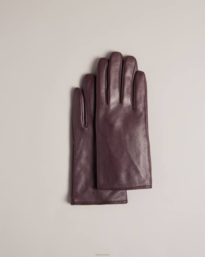 Piederumi Ted Baker arleo ādas magnolijas cimdi dziļi violets sievietes 26TV1159