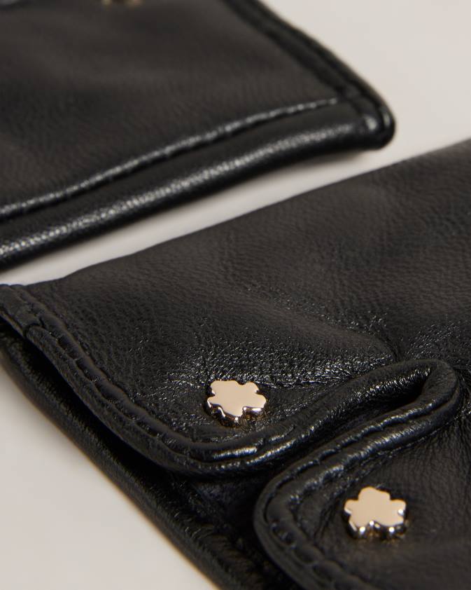 Piederumi Ted Baker arleo ādas magnolijas cimdi melns sievietes 26TV1139