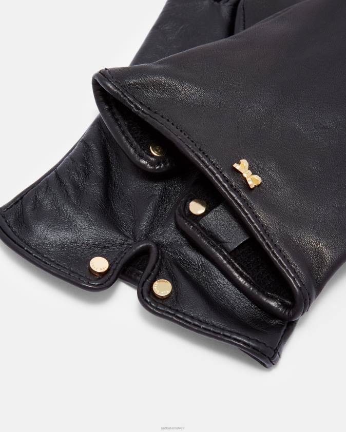 Piederumi Ted Baker bowsii priekšgala detaļu ādas cimdi melns sievietes 26TV1171