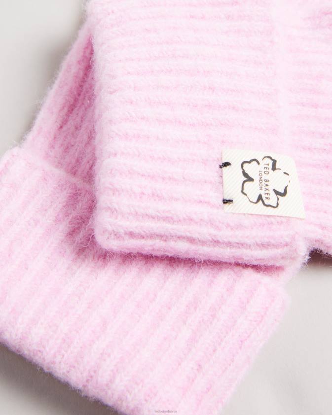 Piederumi Ted Baker brittea rievoti adīti cimdi gaiši rozā sievietes 26TV1136