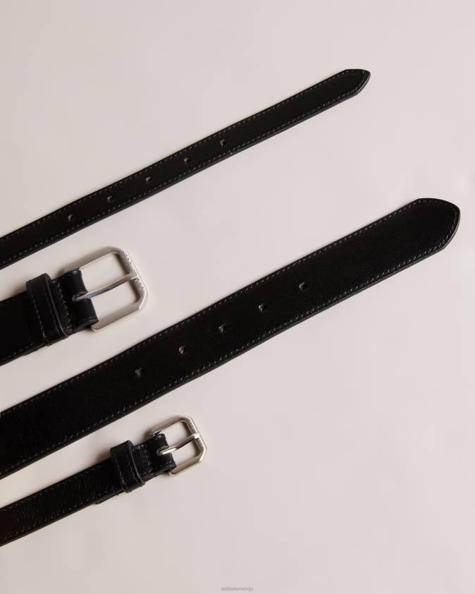 Piederumi Ted Baker sophel glancētas ādas jostu komplekts melns sievietes 26TV1156