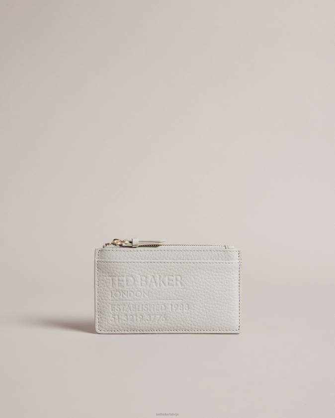 Piederumi Ted Baker delfie webbing zip ādas karšu turētājs gaiši pelēks sievietes 26TV1112